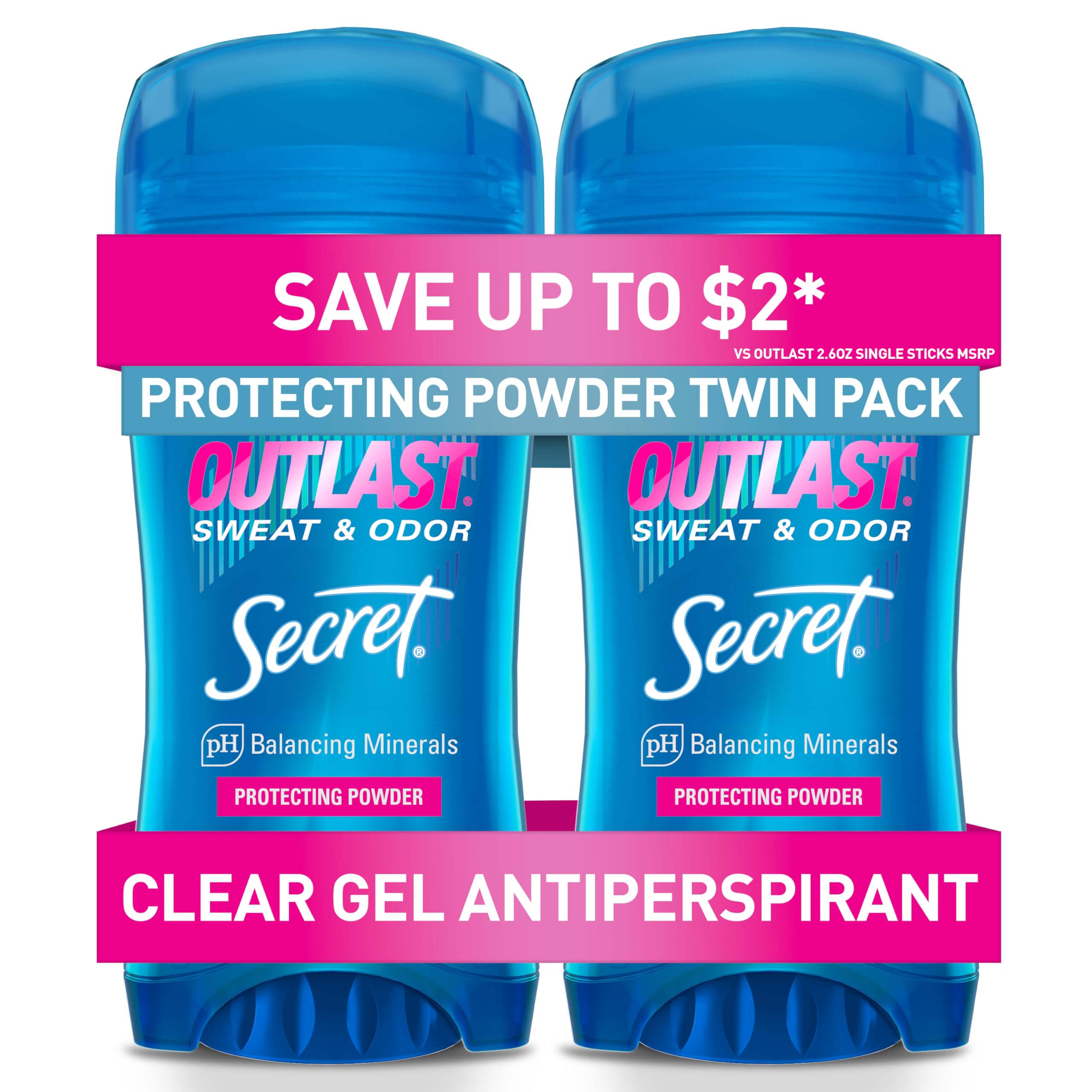 Secret Outlast clear gel deodorant bottle showing long-lasting dryness