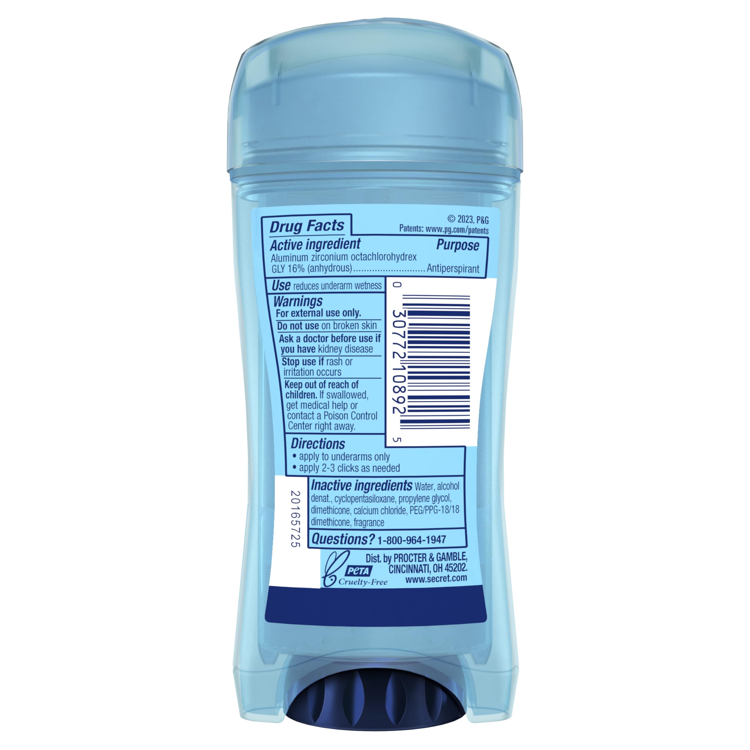 Secret Outlast desodorante mujer, minerales equilibrio de pH para piel sensible.