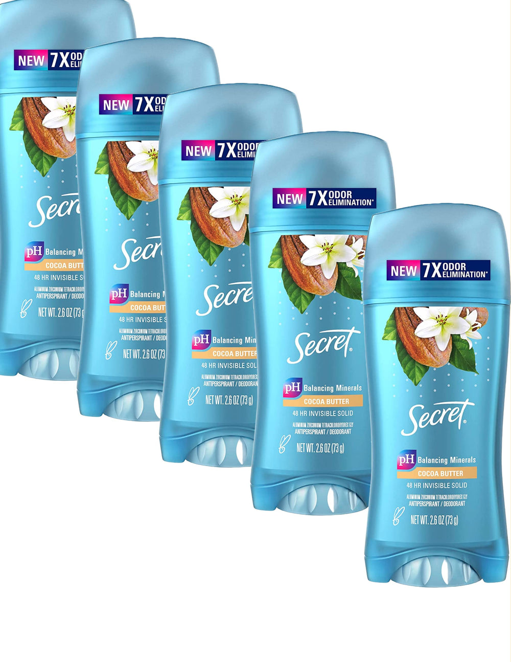 Secret Scent Expressions déodorant solide invisible, lot de 5, pratique en déplacement.