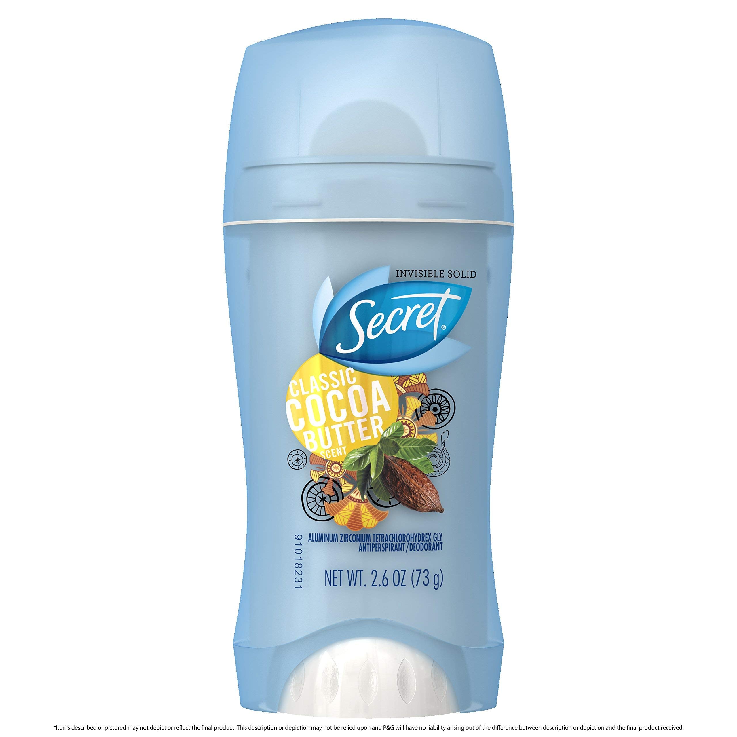 Secret Scent Expressions desodorante invisible en barra, aroma manteca de cacao, aplicación seca y suave
