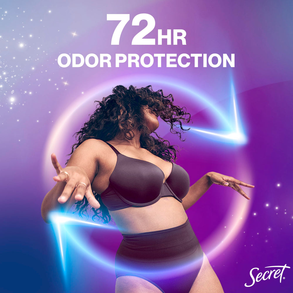 Secret whole body deodorant cream clear-coverage appears invisible on skin.