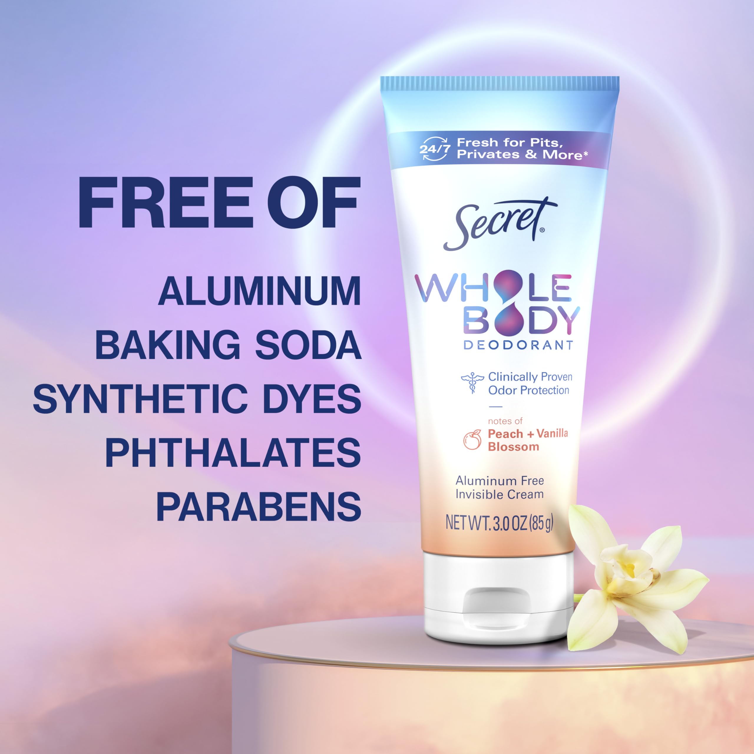 Secret whole body deodorant cream feet use keeps odors in check.