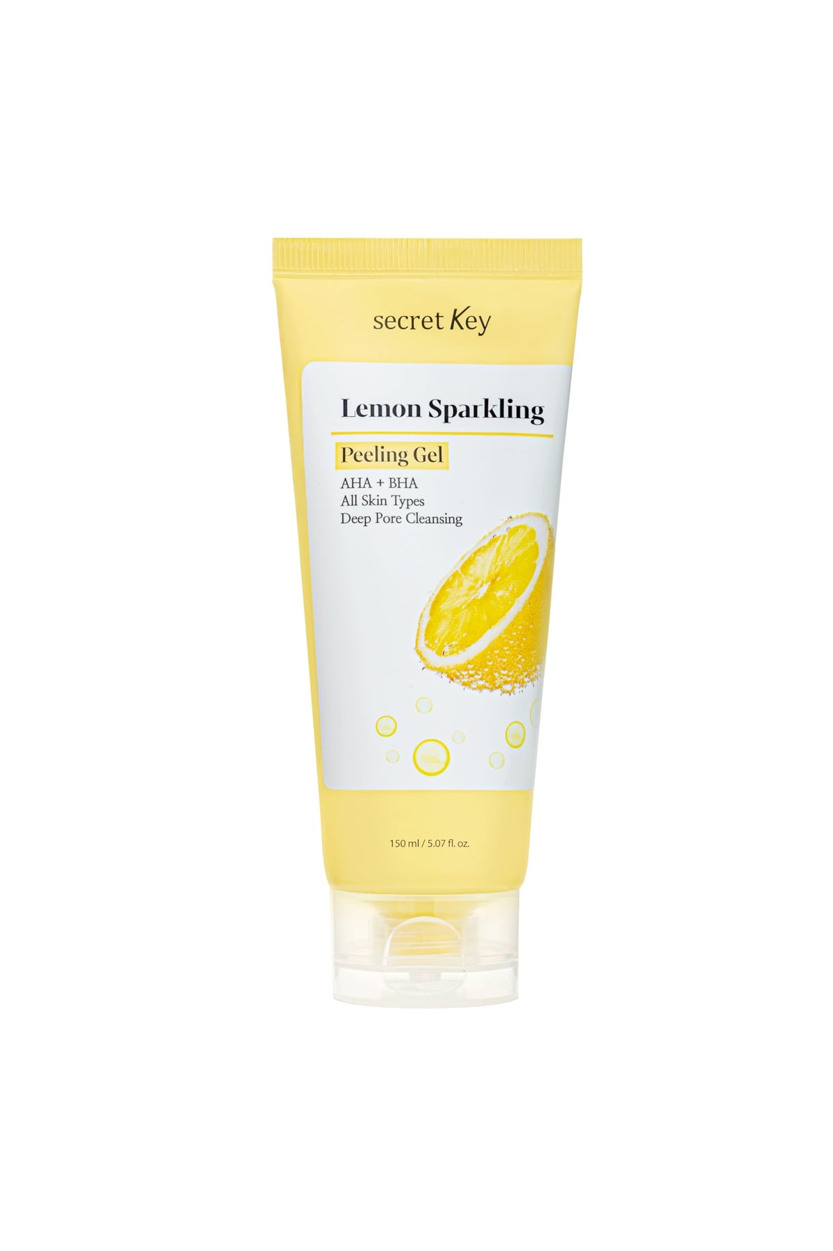 SECRETKEY gel exfoliante limón espumoso para limpieza profunda y revitalización.