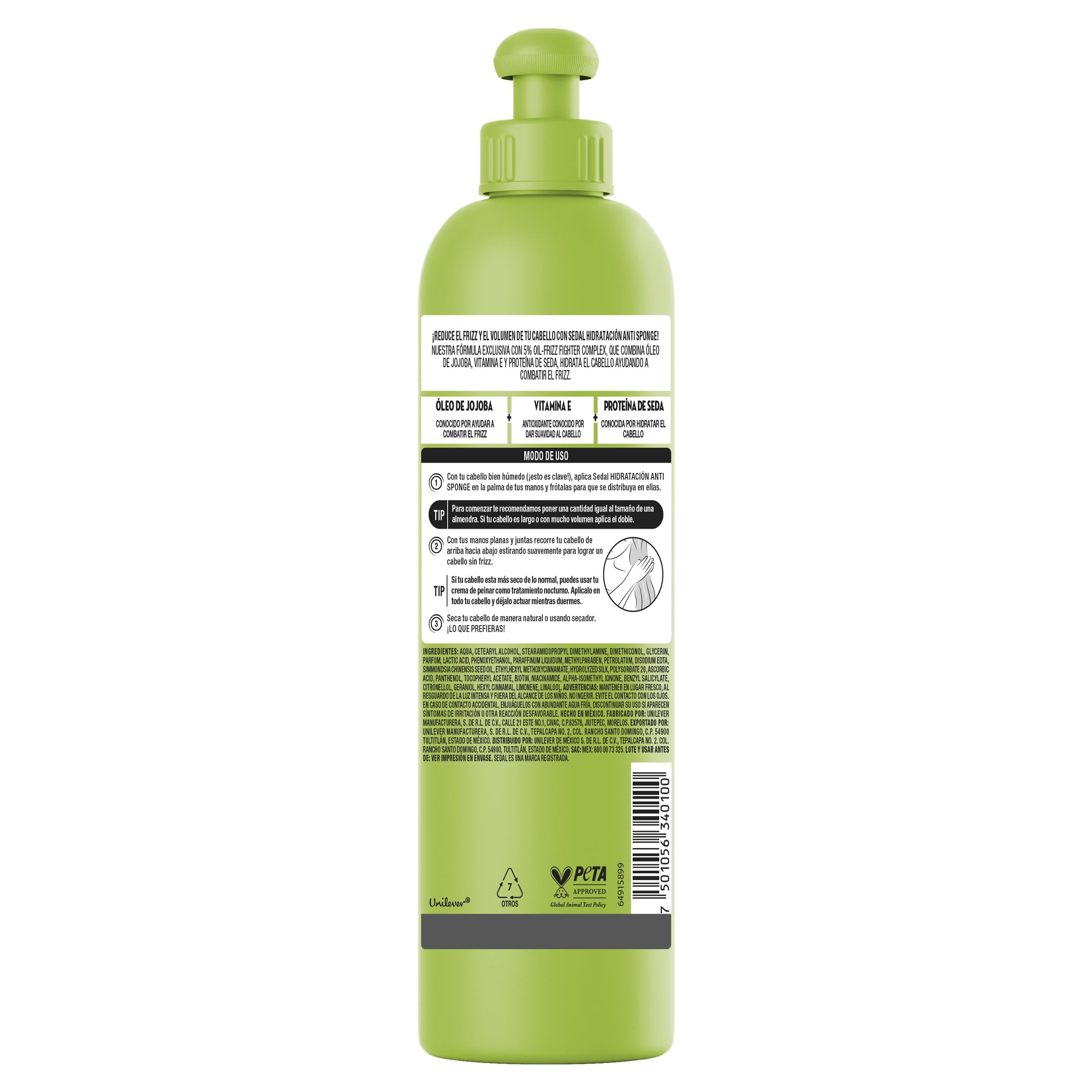 Sedal Antiesponja control del encrespamiento en cabello rizado.