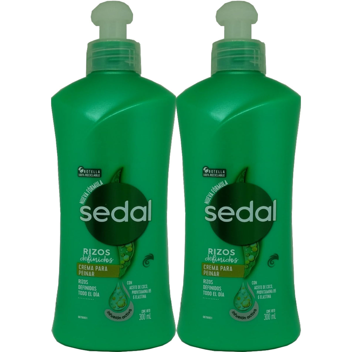 Sedal Rizos Definidos crema para peinar, definición duradera en botella de 300 ml.