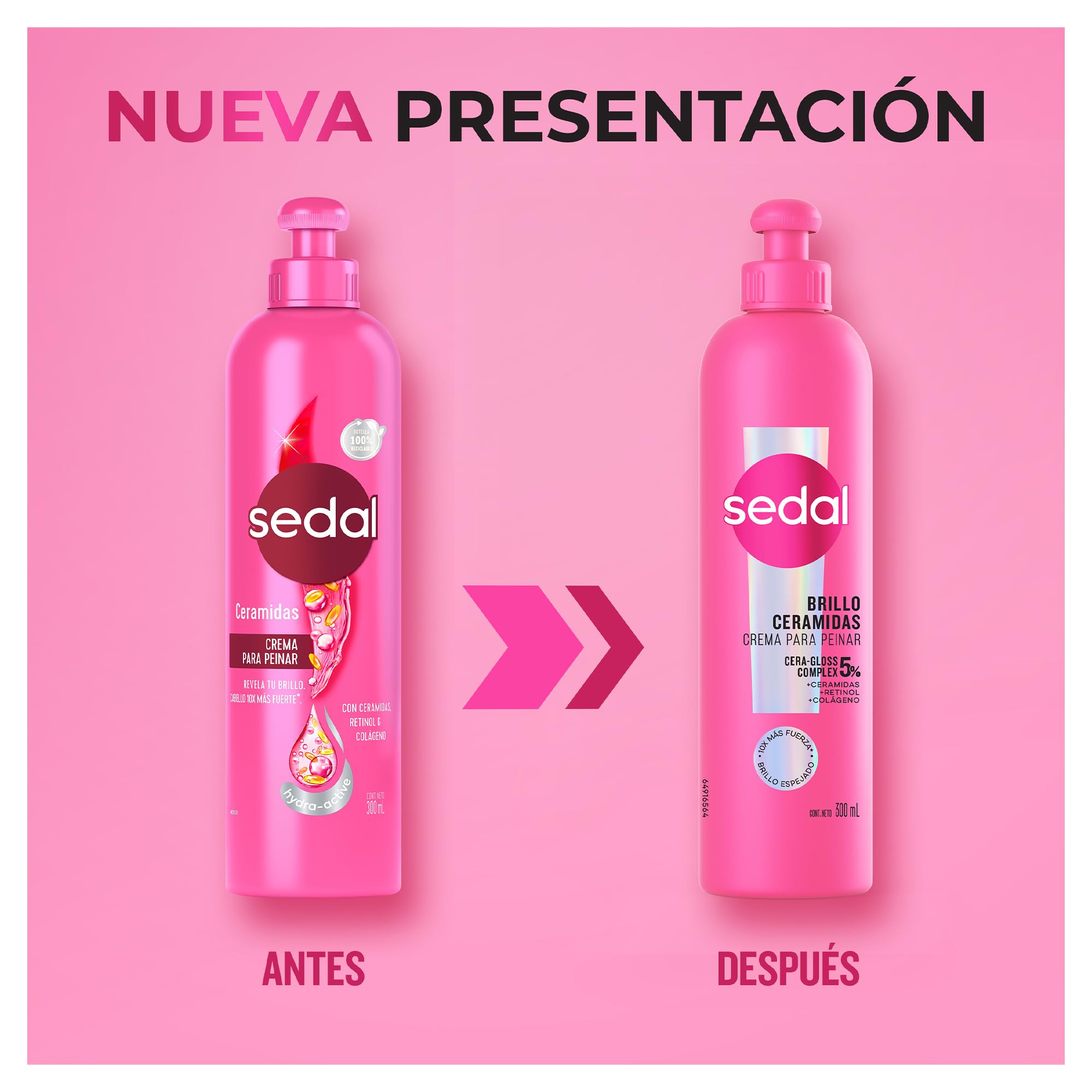 Uso diario de Sedal S.O.S. Ceramidas para fortalecer cabello y mejorar textura.