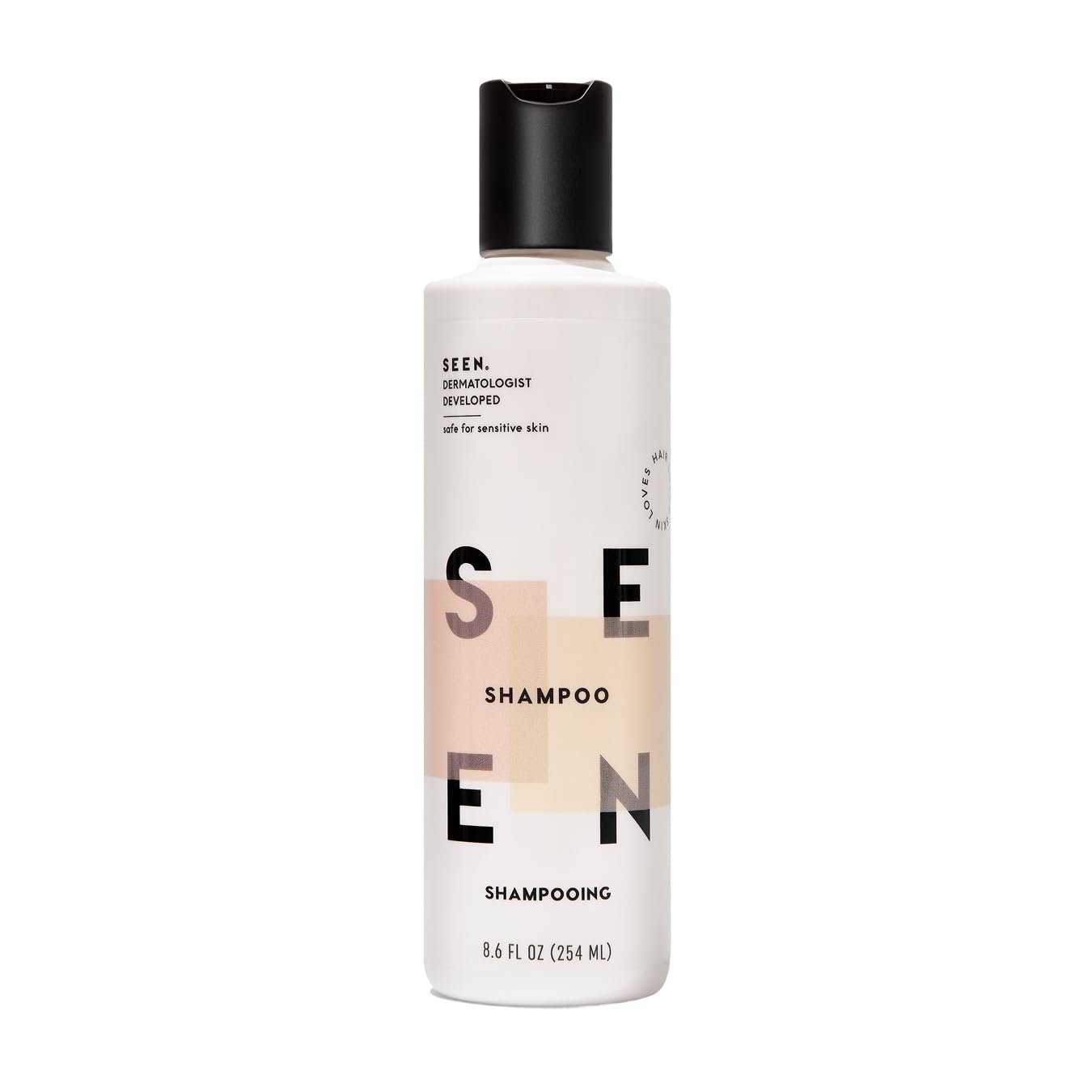 SEEN Shampoo fragante en botella, para cabello suave y sin irritación.