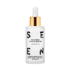 SEEN Restore Serum en botella sin fragancia, ideal para cuero cabelludo sensible.