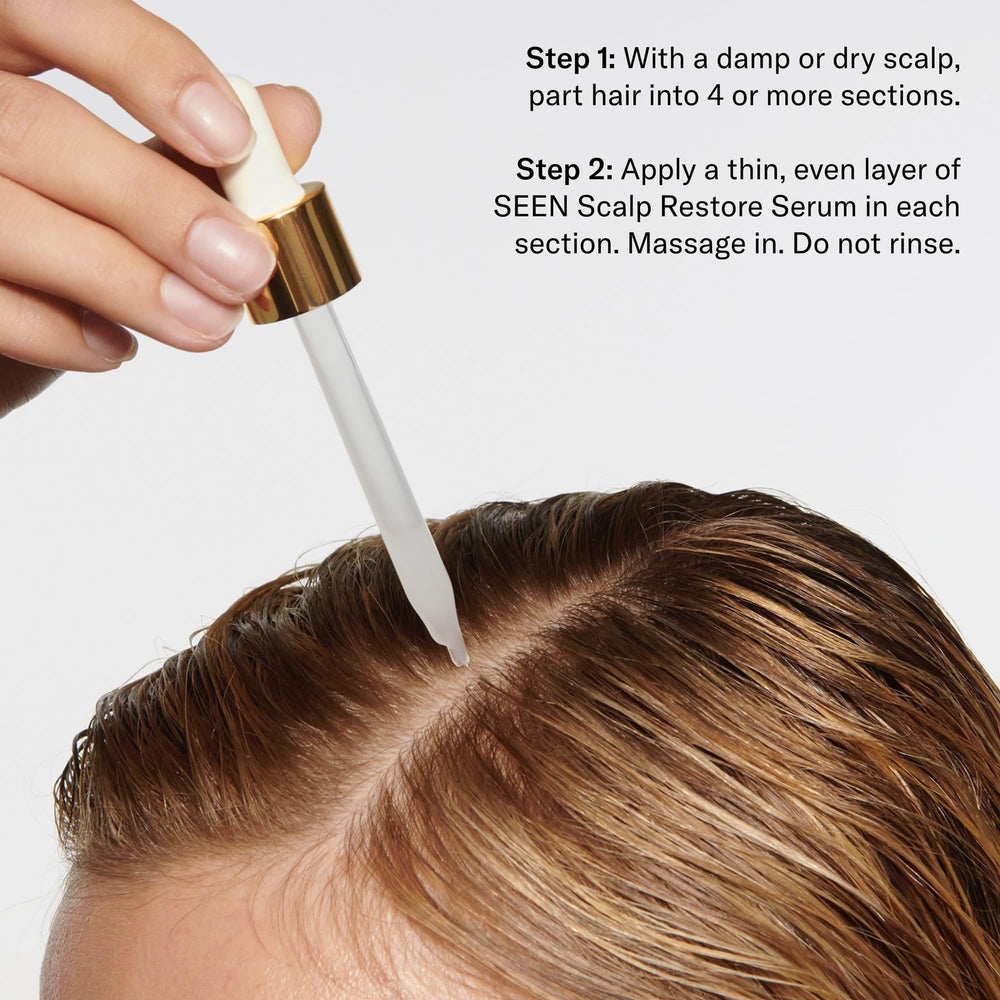 SEEN Restore Serum con sello NEA, seguro para piel sensible.