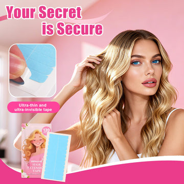 Seewaazee tapas doble cara azules, adherencia duradera para extensiones de cabello