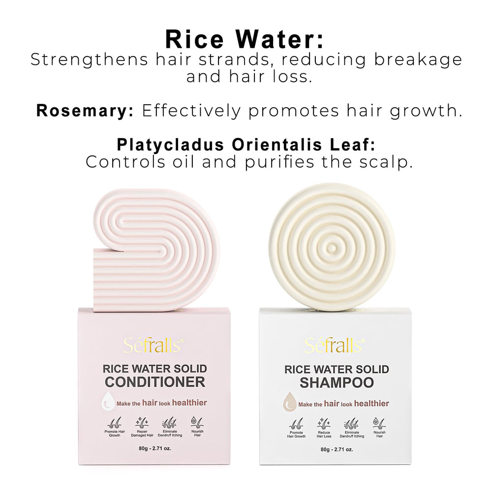 Sefralls acondicionador en pastilla de arroz y agua para cabello suave y manejable
