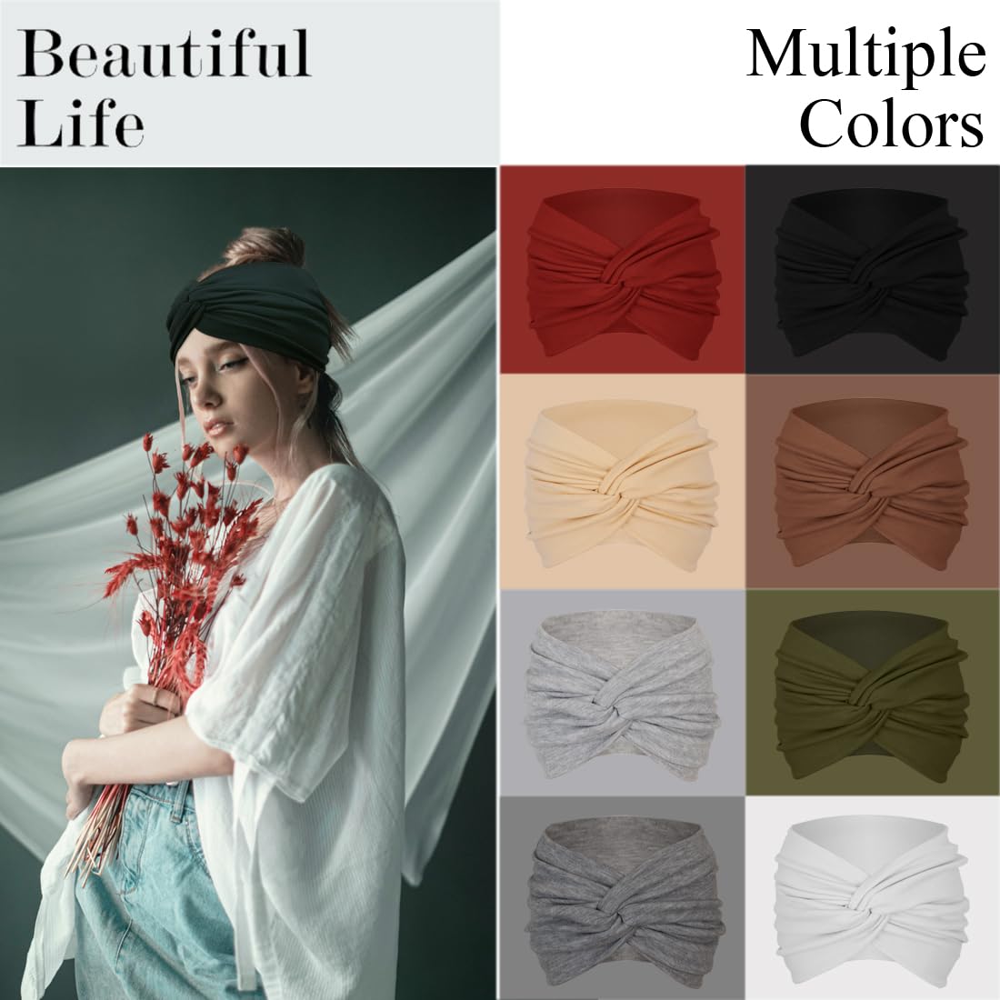 Sefiinh banda para cabello con nudo en la parte superior, estilo versátil.