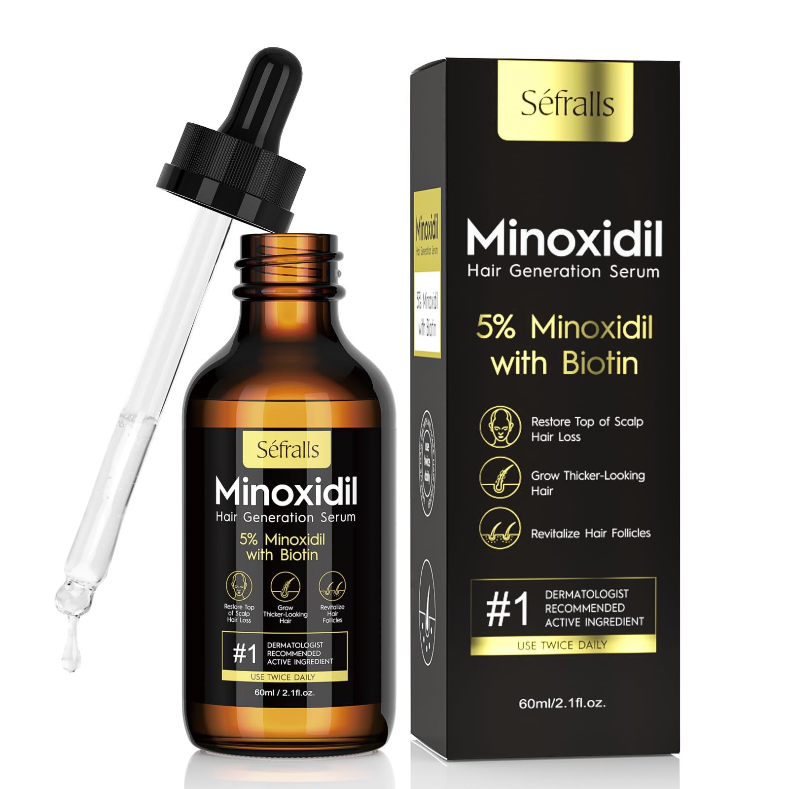 Sefralls Aceite Minoxidil 5% en botella para crecimiento capilar