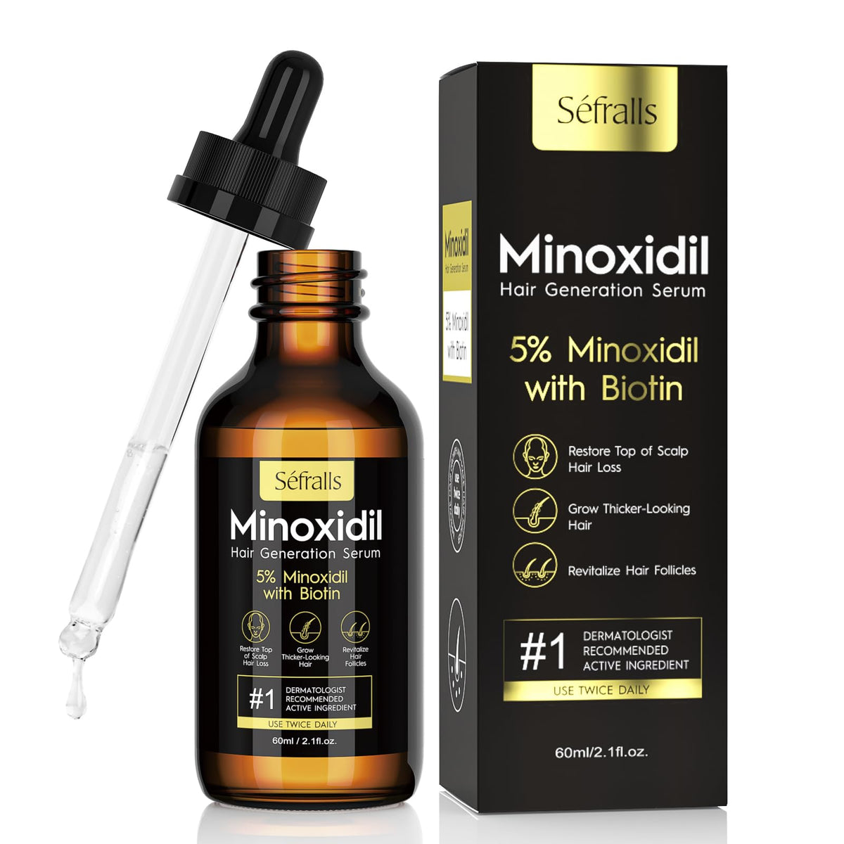 Sefralls Aceite Minoxidil 5% en botella para crecimiento capilar