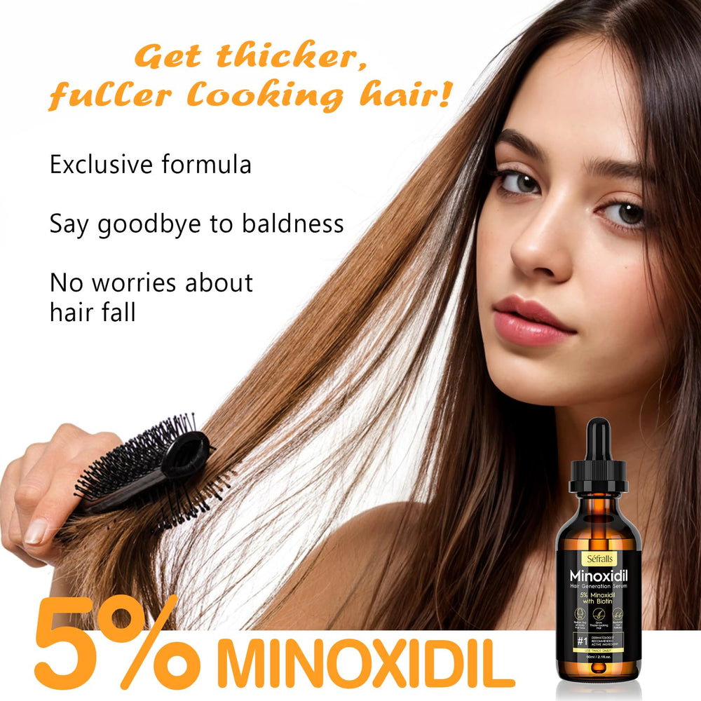 Minoxidil de Sefralls, cuentagotas visible, favorece renovación suave del cabello.