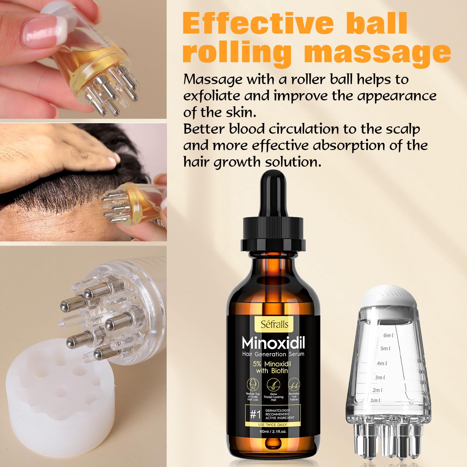 Sefralls Minoxidil, envase compacto, uso sencillo en casa para rutina diaria.