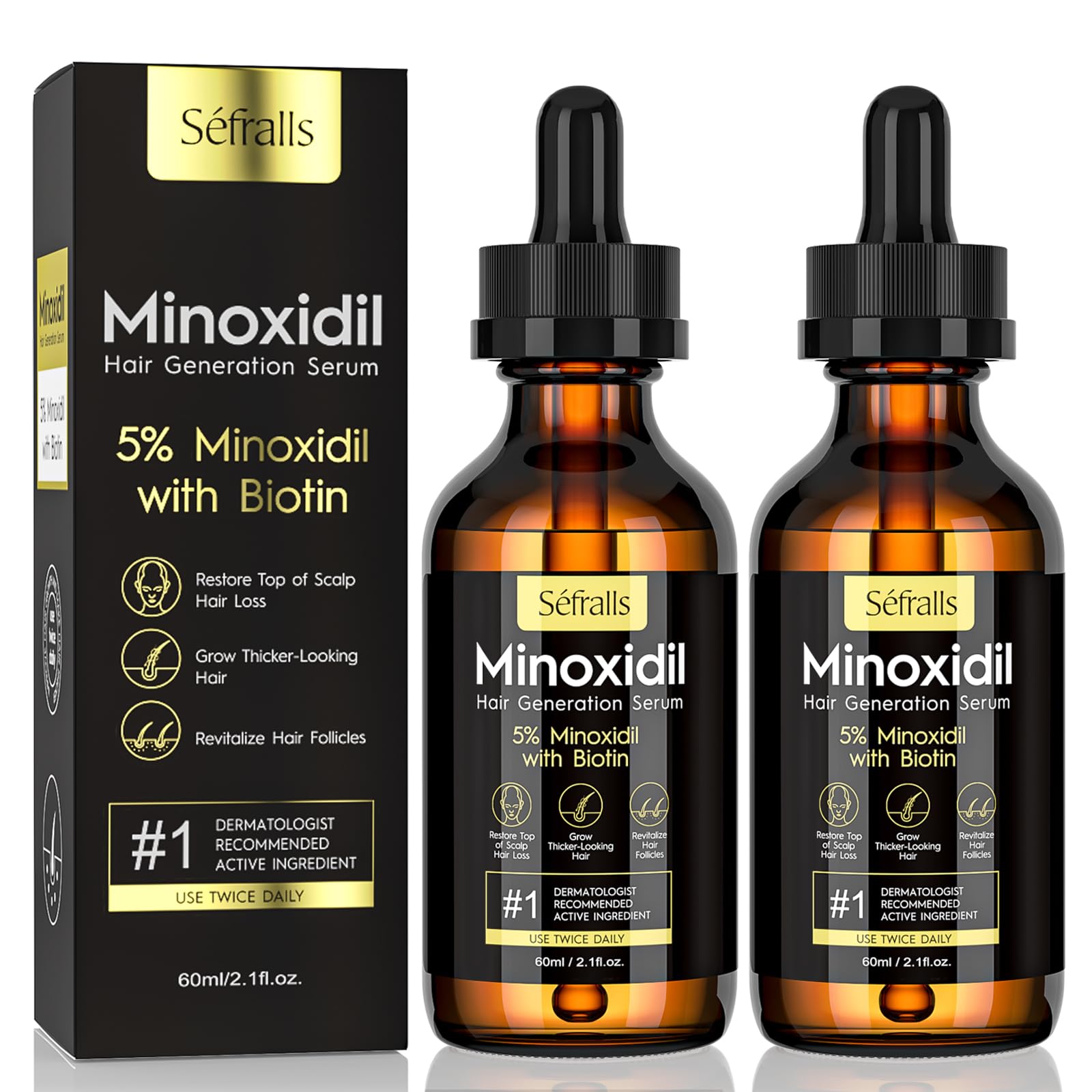 Sefralls Minoxidil 5% en botella para uso diario y crecimiento capilar