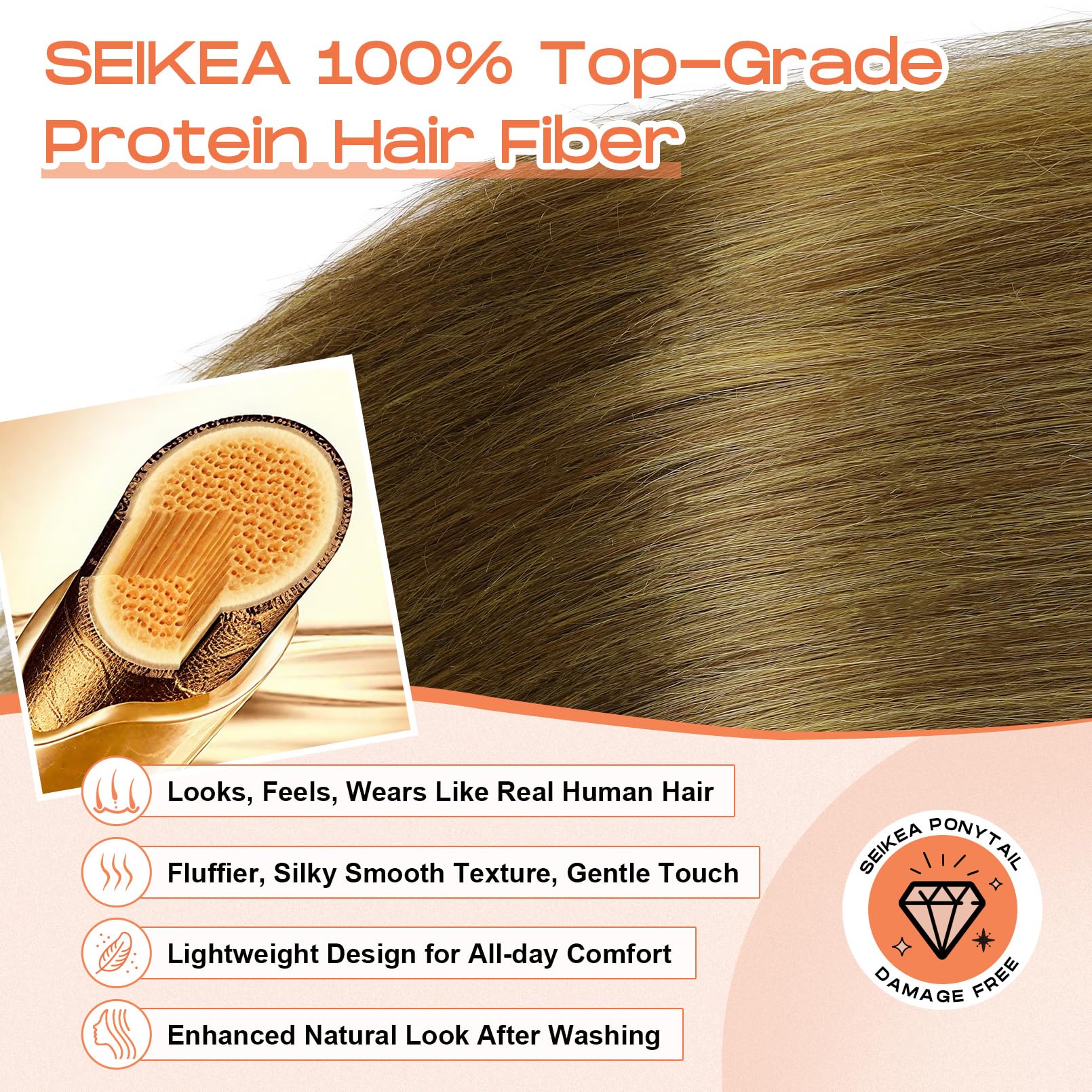 SEIKEA Cheer Ponytail: pelo sintético de alta densidad para un look natural.