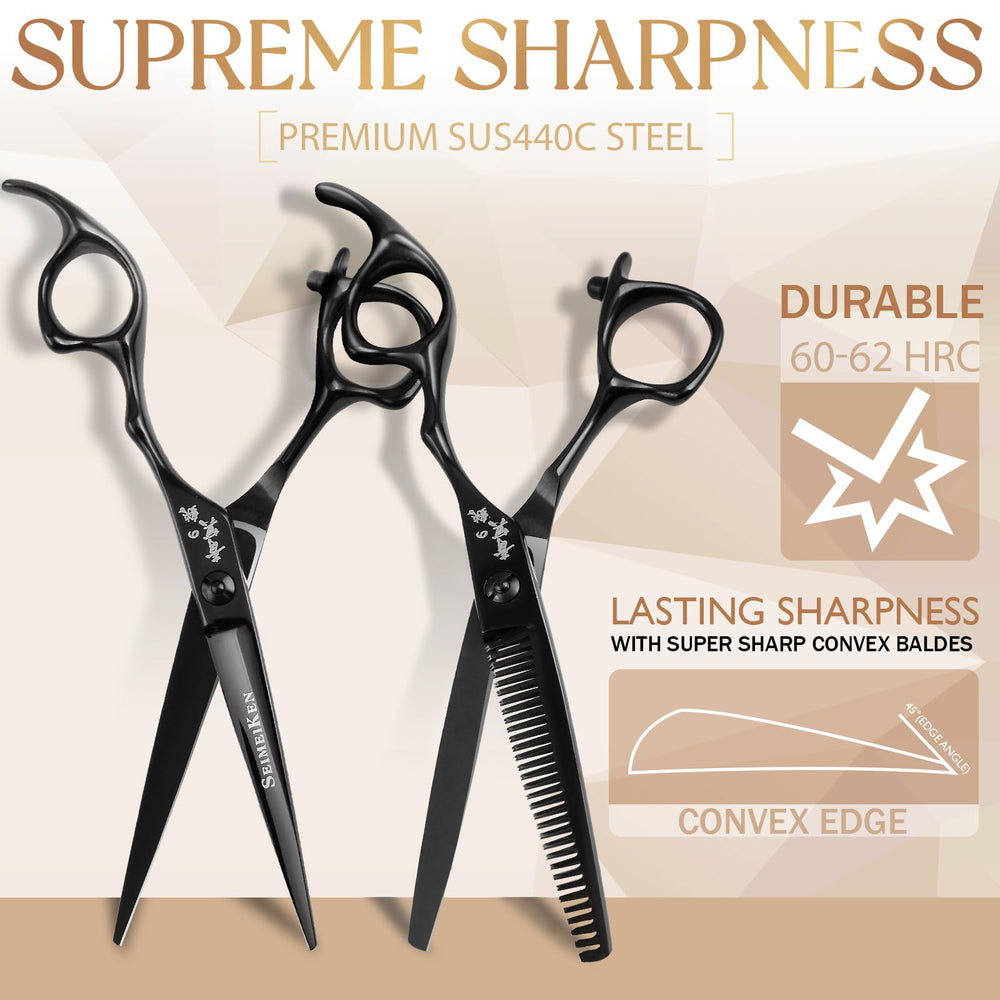 SEIMEIKEN tijeras texturizar pelo de 6 pulgadas en negro, ideal para capas suaves