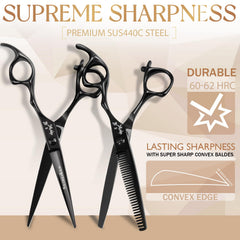 SEIMEIKEN tijeras texturizar pelo de 6 pulgadas en negro, ideal para capas suaves