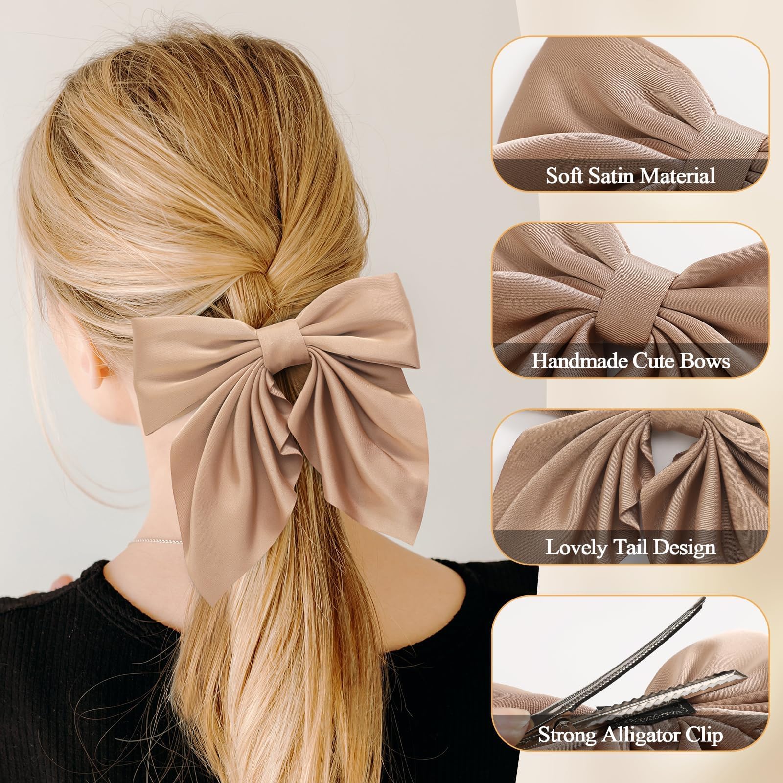 Pinza para cabello Seiolieliou de seda suave, sujeción estable sin dañar.
