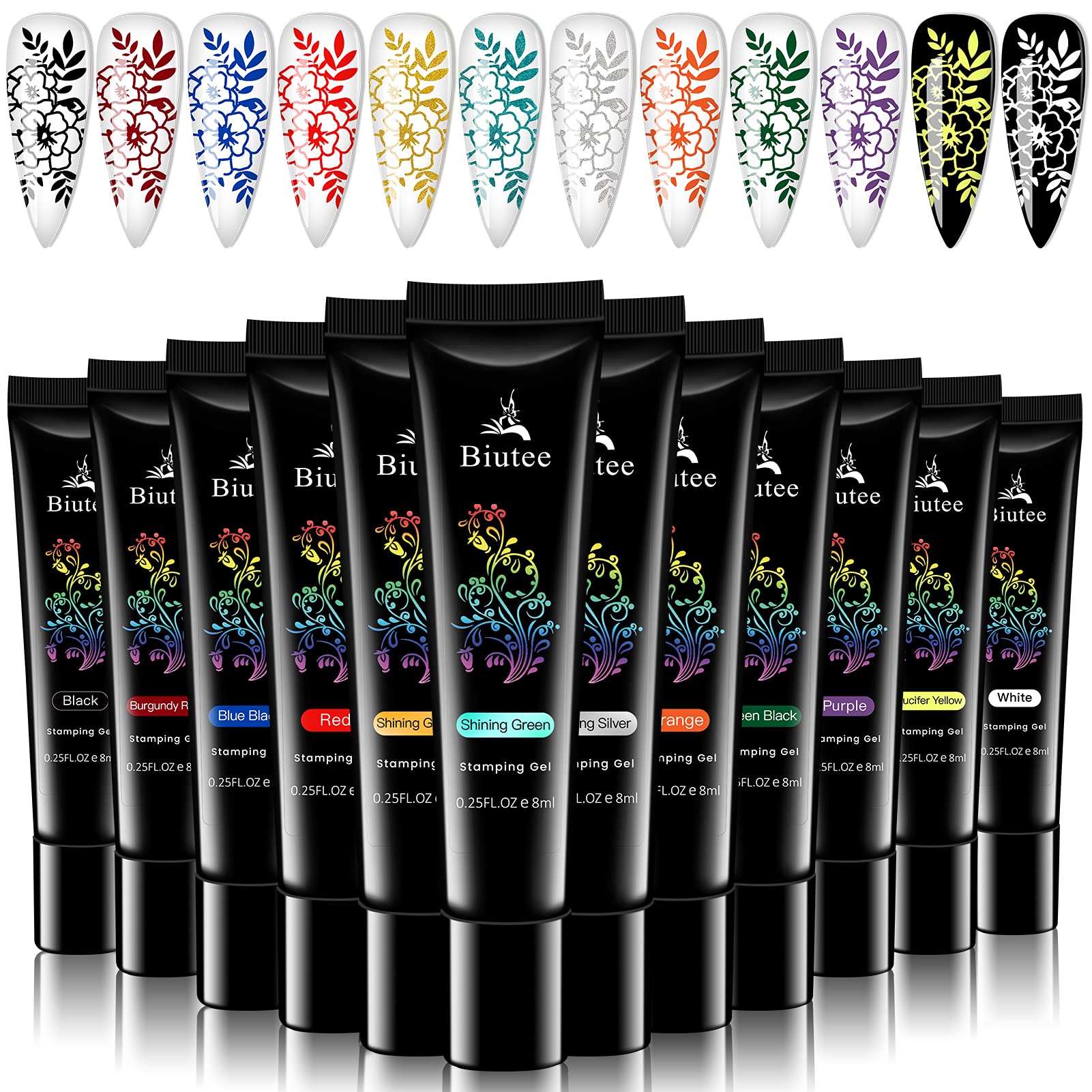 Gel SEISSO de estampado para uñas con 12 colores para diseños duraderos.