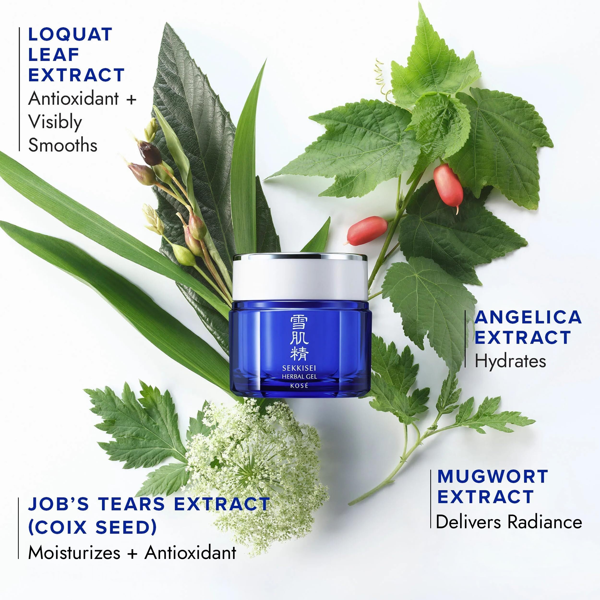 SEKKISEI Gel Herbal: aplicación suave en la piel para un aspecto radiante.