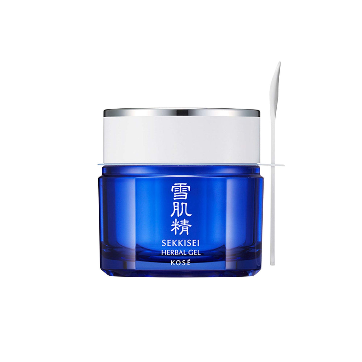 SEKKISEI Gel Herbal: bote de vidrio resaltando su uso hidratante multiuso.