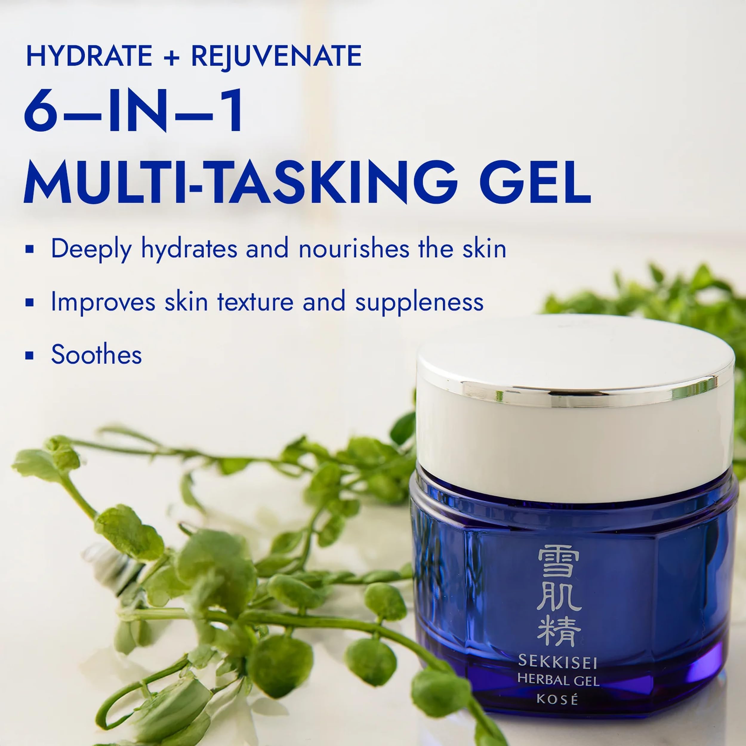 SEKKISEI Gel Herbal: textura ligera que se absorbe rápidamente.