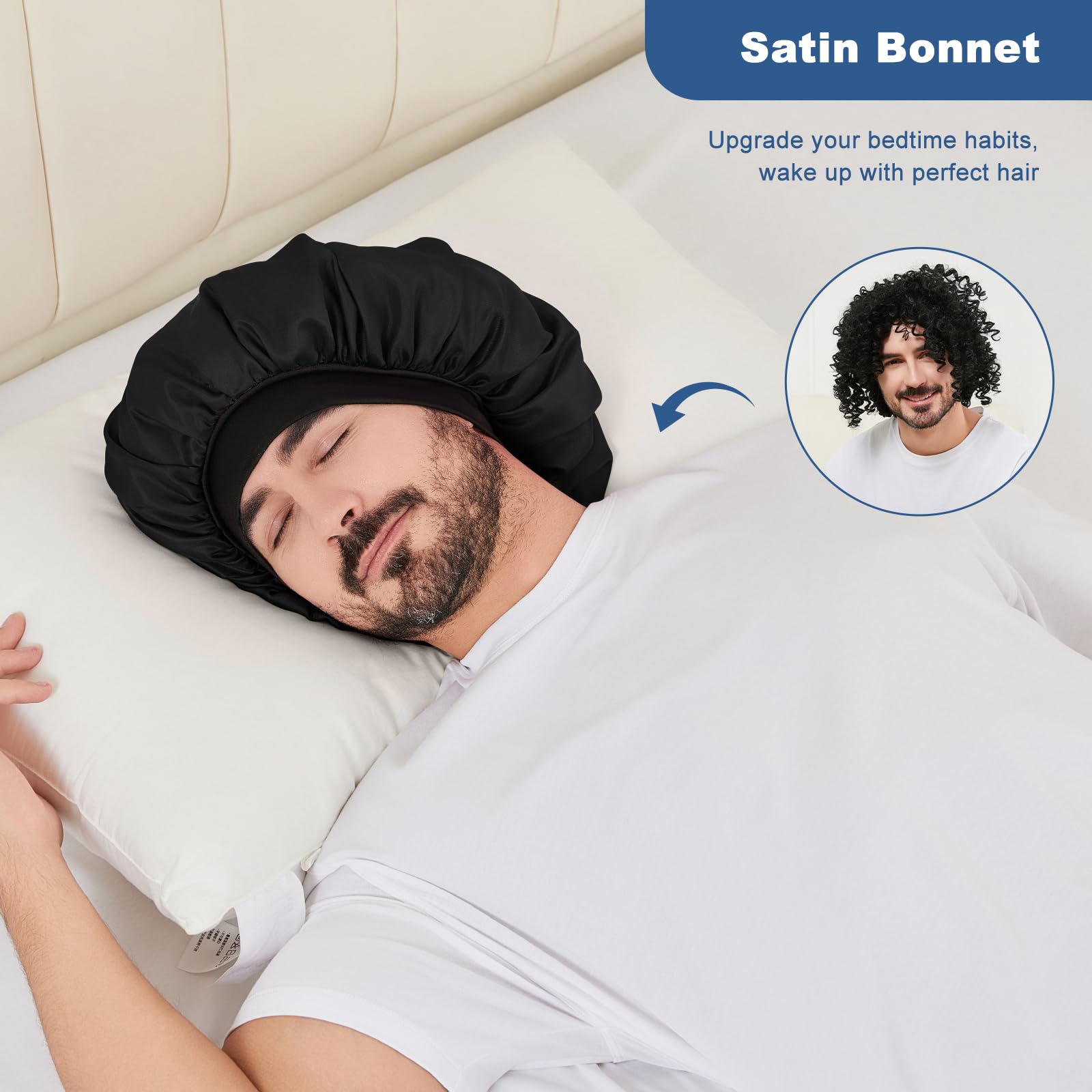 Selalu bonete satín dormir 02: banda elástica suave para uso nocturno cómodo