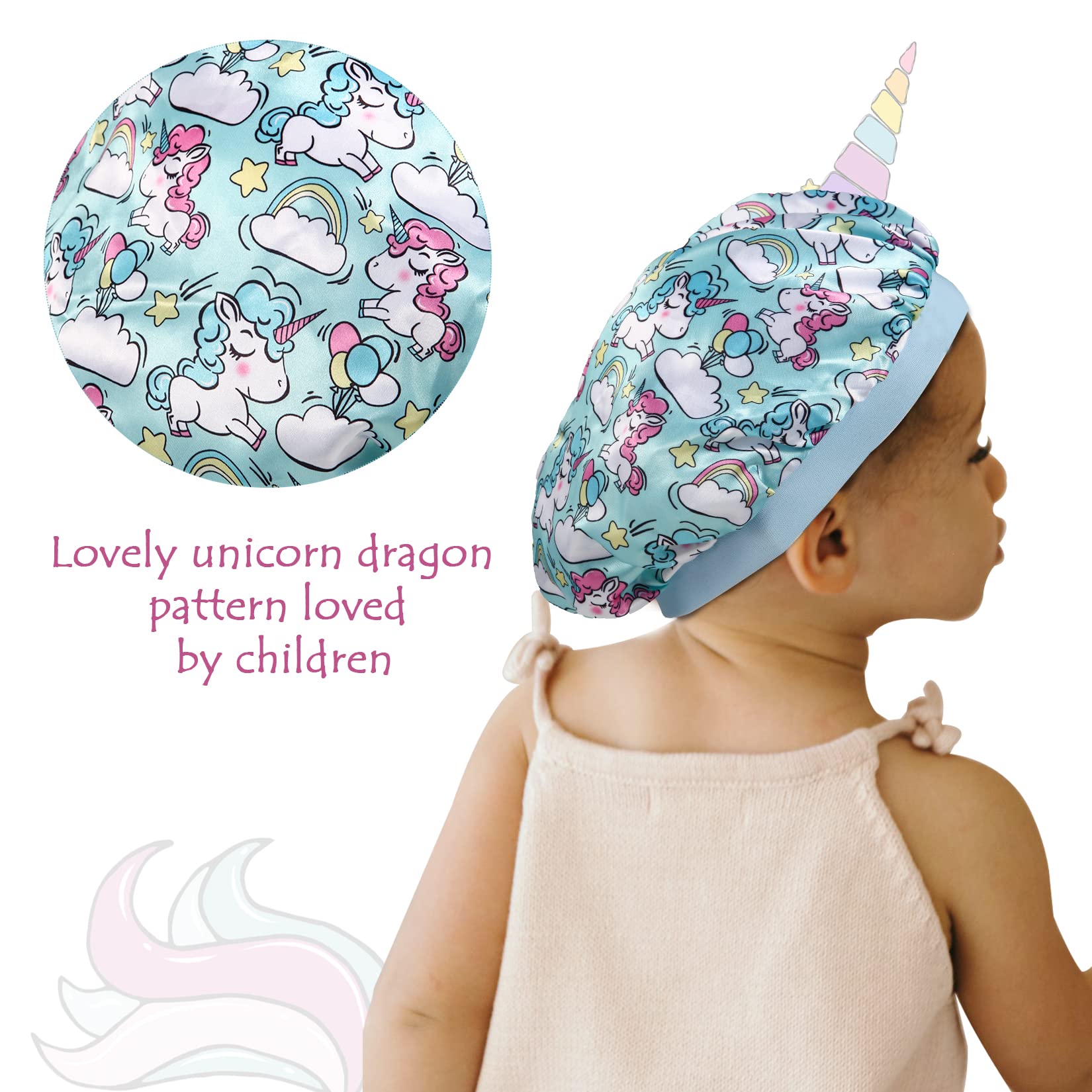 Gorro de seda Selalu para dormir, banda elástica ancha y ajuste cómodo para niños