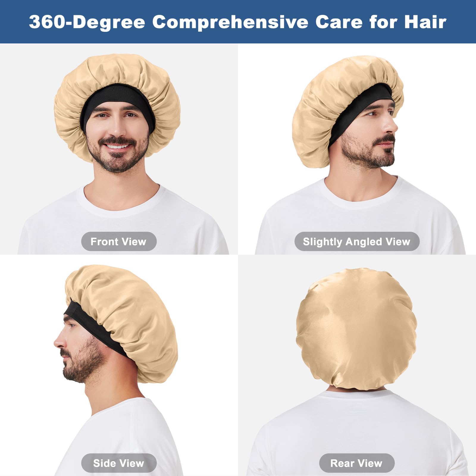 Set de 3 bonetes satin para cabello largo y grueso