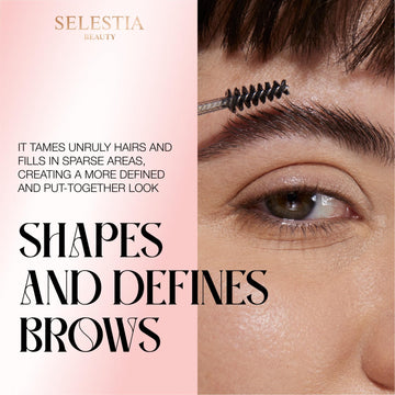 Transparent finish of SELESTIA BEAUTY Clear Eyebrow Gel on brows