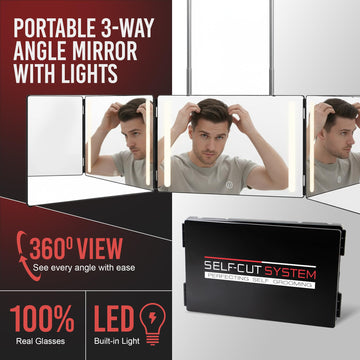 Self-Cut System: luces LED integradas para iluminación clara durante el peinado.