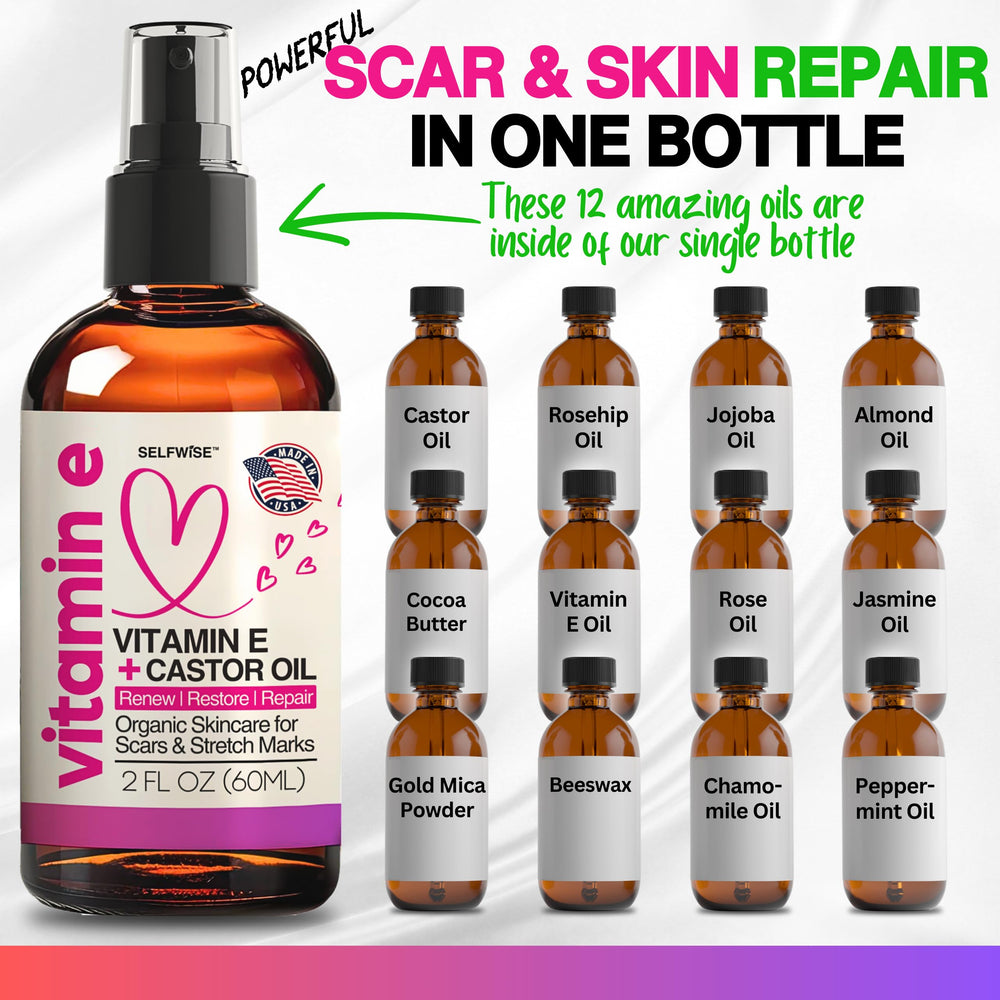 Selfwise aceite vitamina E orgánica para estrias, mejora elasticidad de la piel.