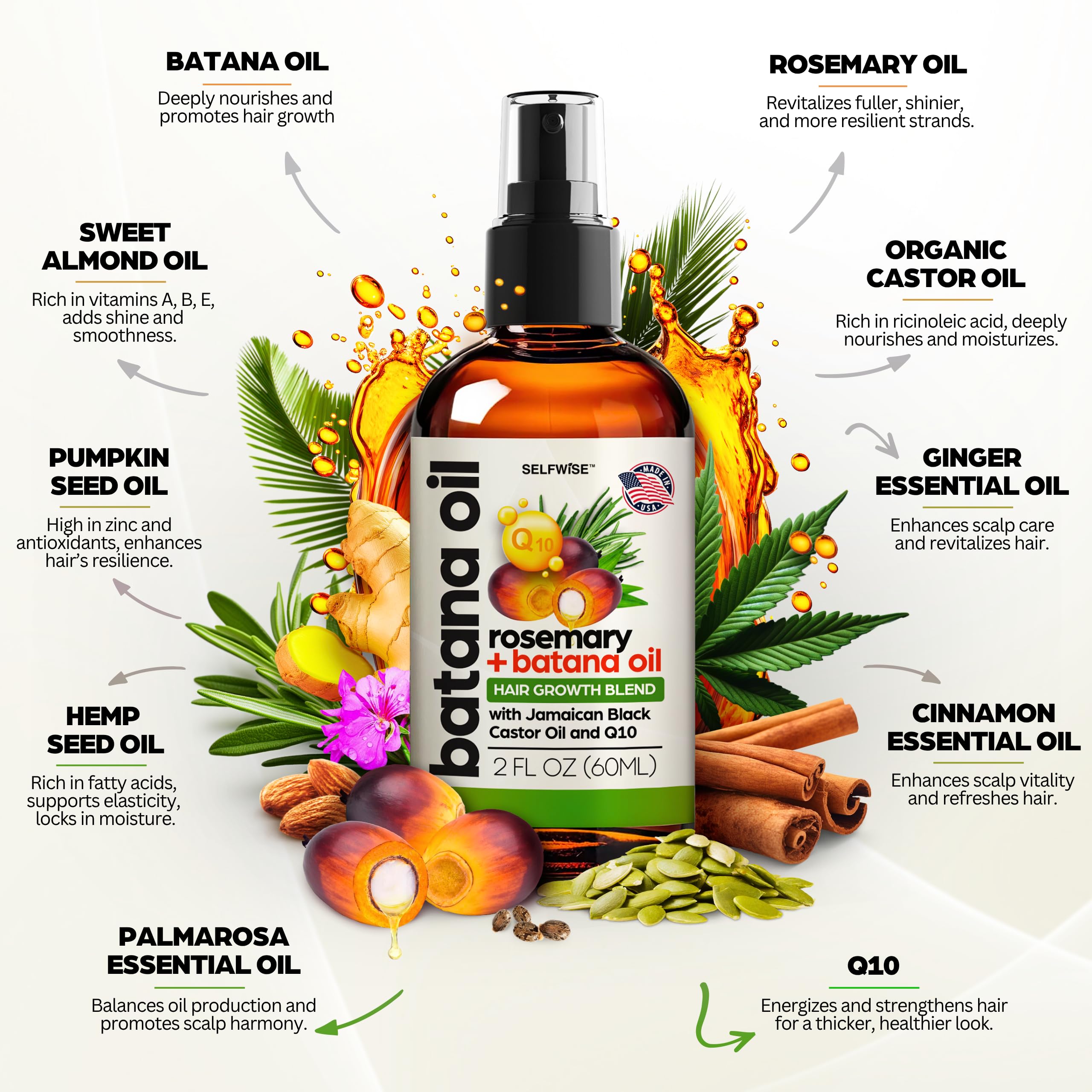 SELFWISE Batana Oil, ideal para rutina nocturna de cuidado capilar.