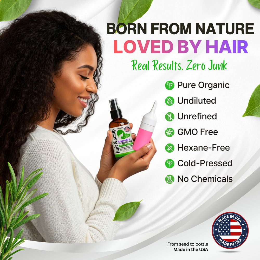 SELFWISE Organic Rosemary Oil luxurious-soft-hair finish hints at smoother strands