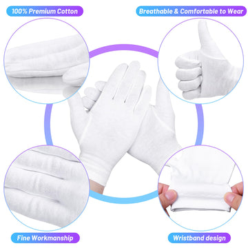 Paquetes Selizo de 6 pares de guantes de algodón para piel seca