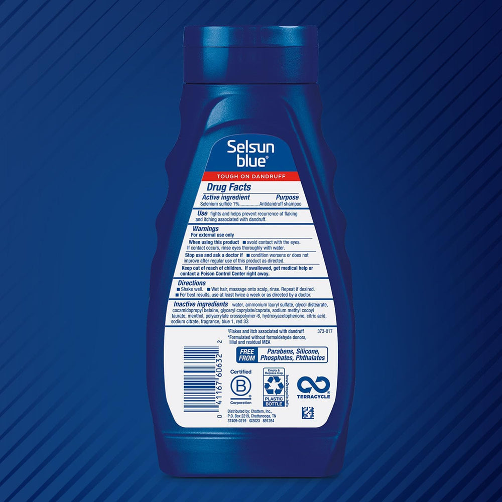 Selsun Blue mentol refrescante para alivio inmediato durante la aplicación.