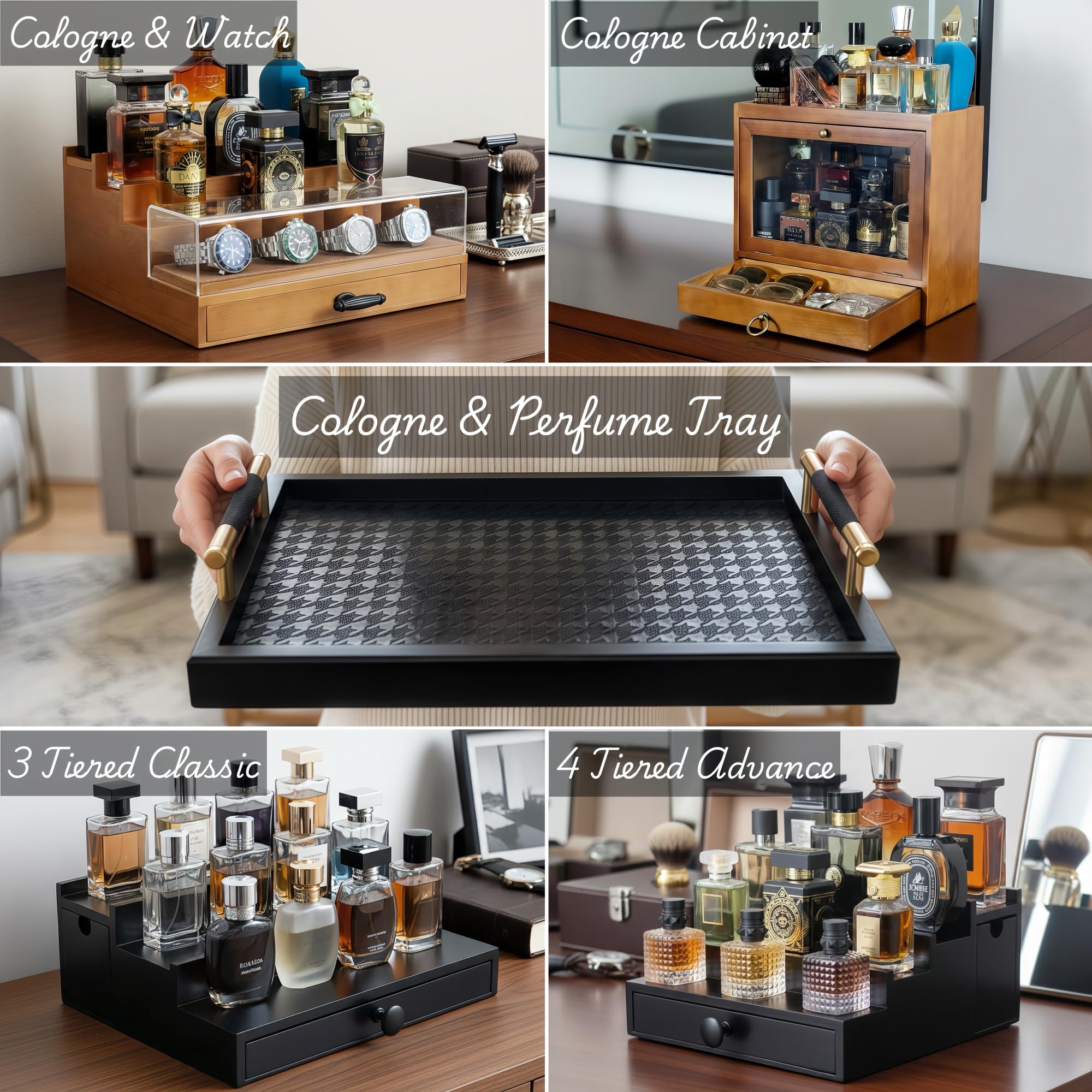 SeLuM Étagère Cologne noir — protection des accessoires et organisation rapide.