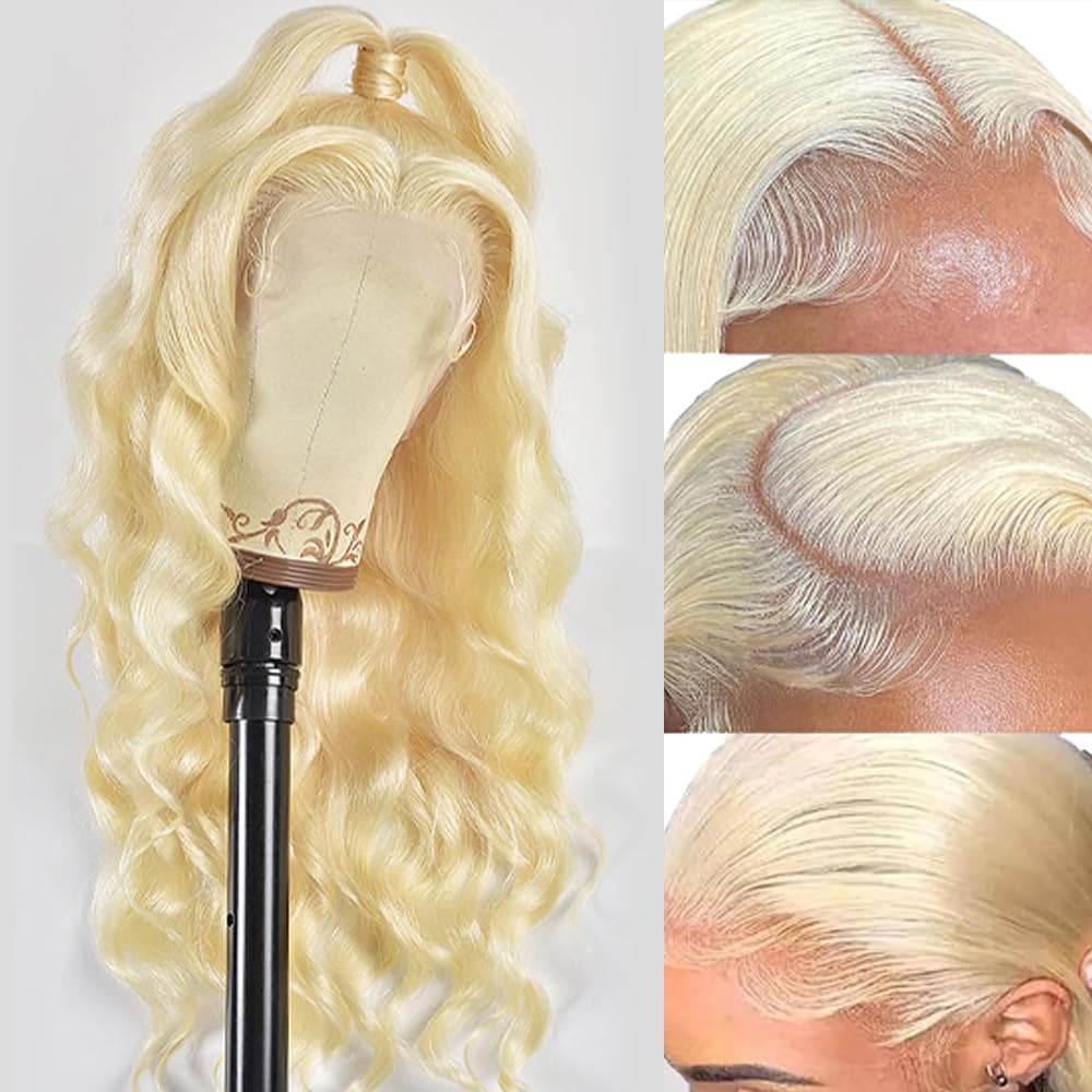 Peluca de cabello humano SEMANK 613, encaje frontal 13x6, rubio versátil.