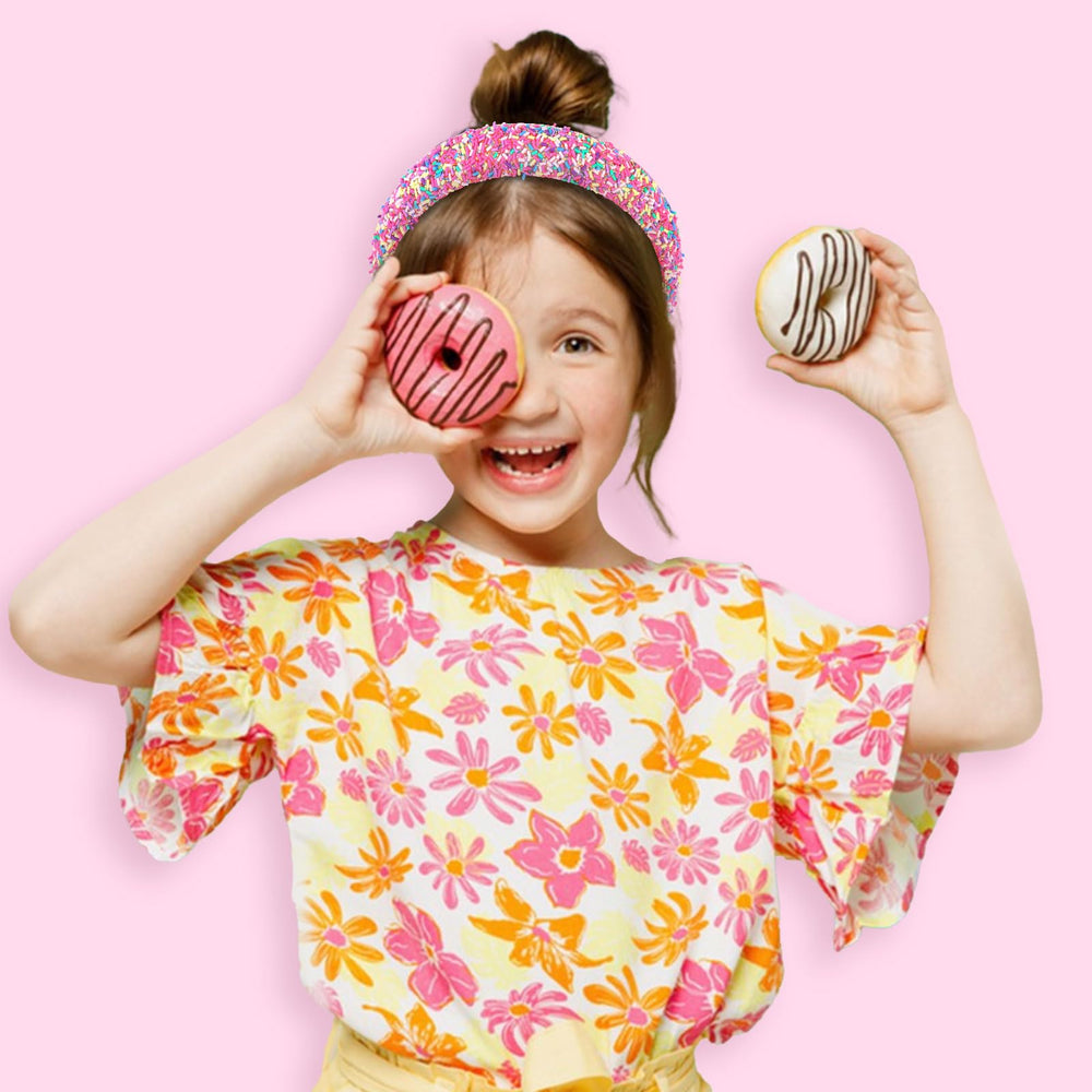 Semato diadema purpurina rosa fucsia aro para un look rápido.