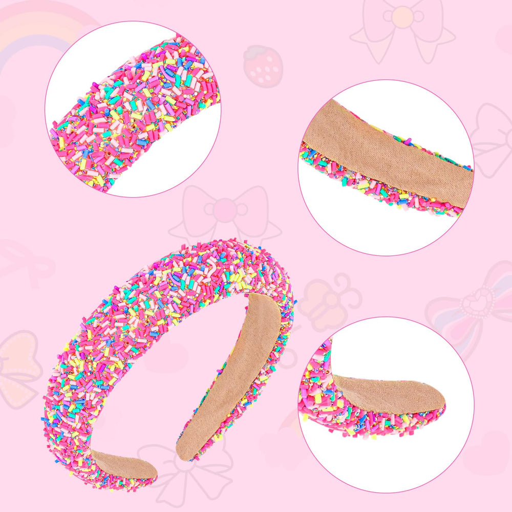 Semato diadema purpurina rosa fucsia donut para peinados con estilo.