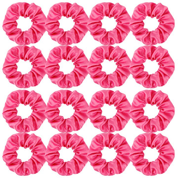 Semato scrunchies satinados rosa fucsia: juego de 16 para peinados y recogidos.