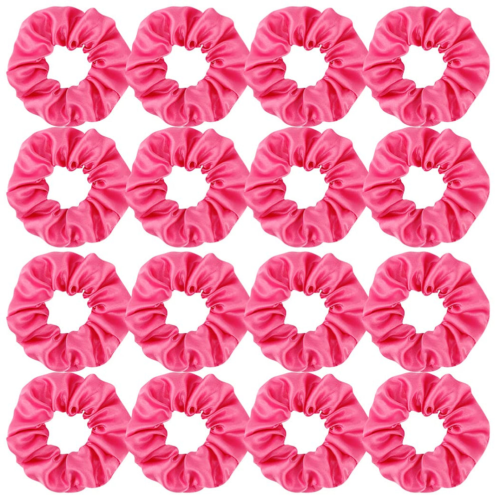 Semato scrunchies satinados rosa fucsia: juego de 16 para peinados y recogidos.
