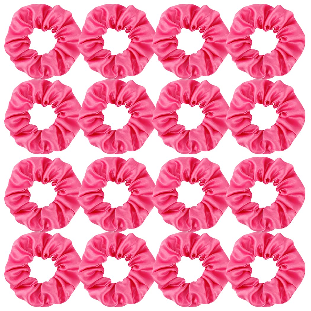 Semato scrunchies satinados rosa fucsia: juego de 16 para peinados y recogidos.