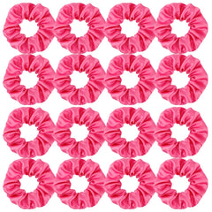 Semato scrunchies satinados rosa fucsia: juego de 16 para peinados y recogidos.