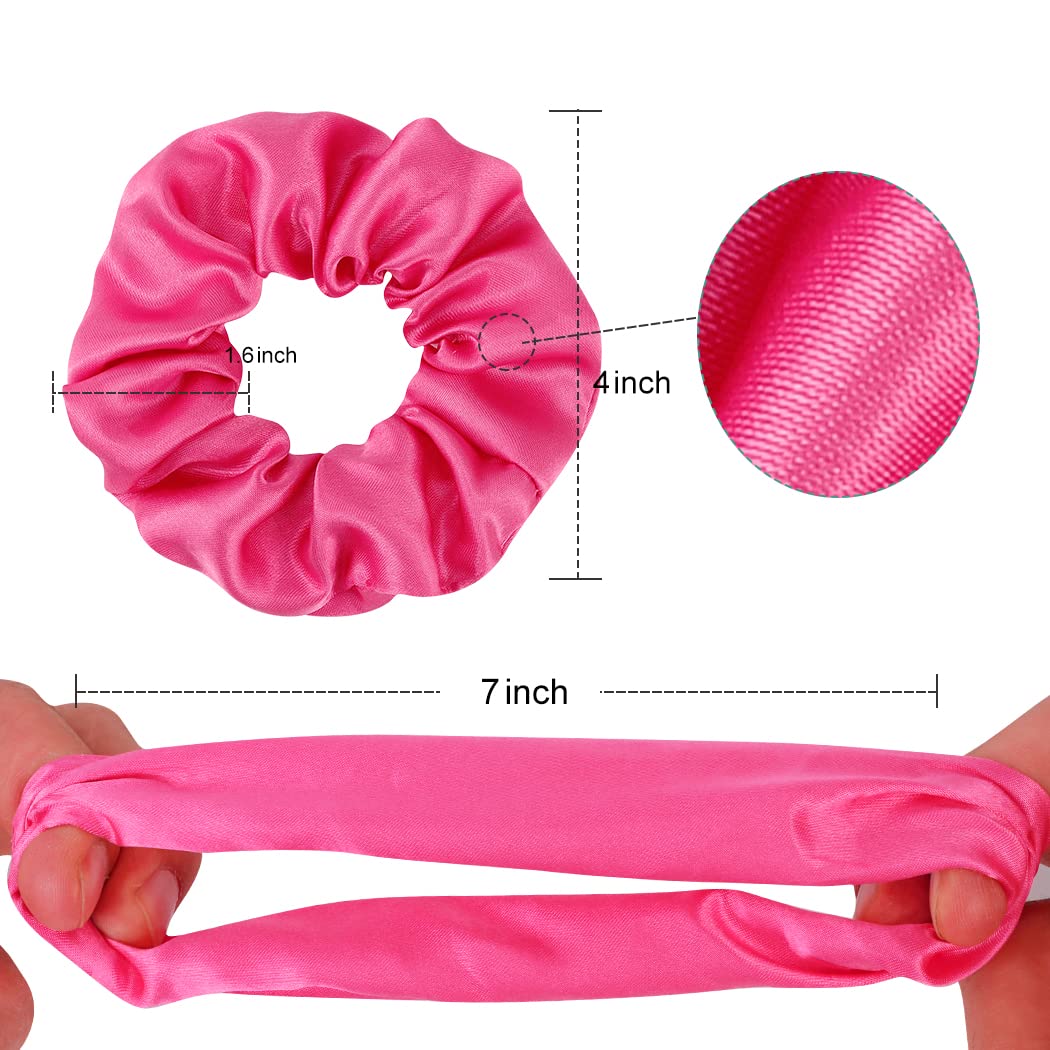 Semato scrunchies satinados rosa fucsia cuidan el cabello y evitan enredos.