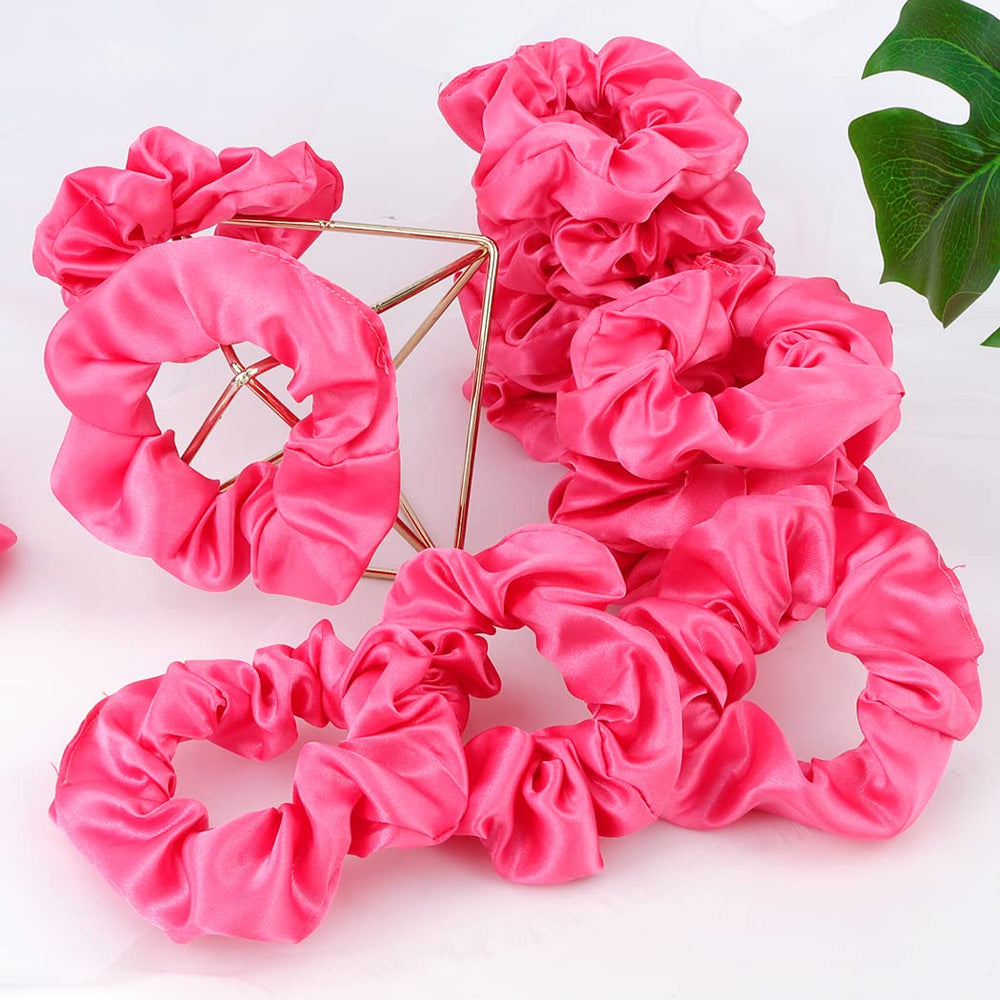 Semato scrunchies satinados rosa fucsia para despedida de soltera, regalo perfecto para amigas.