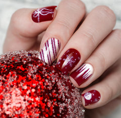 Seminca diseño Noel con brillo magenta y copos rosa para fiestas.